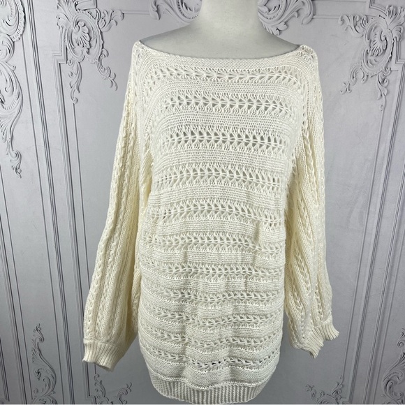 Batwing Sleeve Open Knit Sweater - Picture 2 of 8